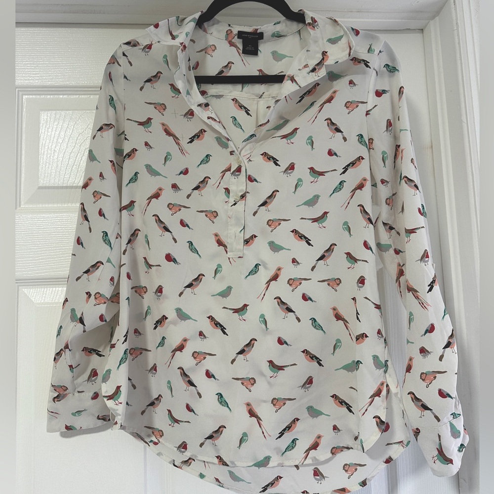 Anna Taylor button up birds women shirt